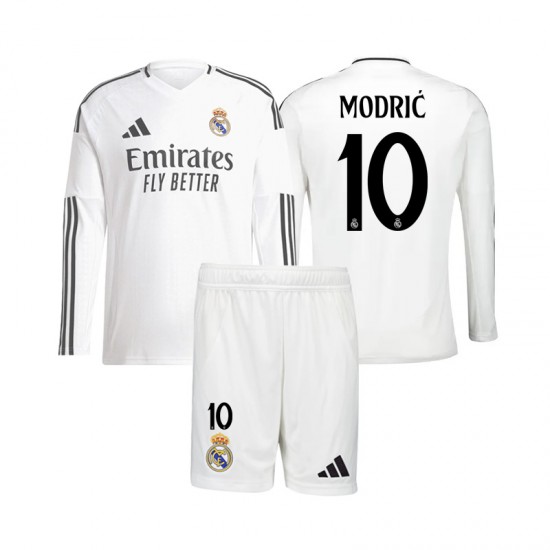 Camisola Real Madrid Modrić 10 Criança Equipamento Primeiro 2024-2025 Manga Comprida